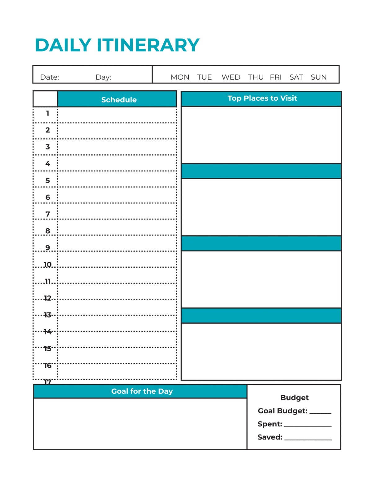 Free Basic Itinerary Planner Template to Edit Online