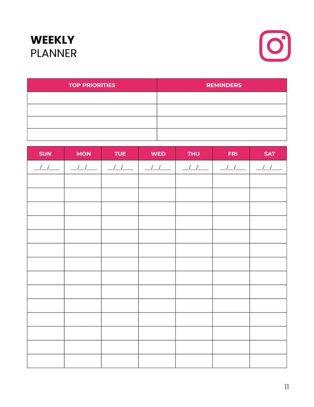 Free Instagram Story Planner Template to Edit Online