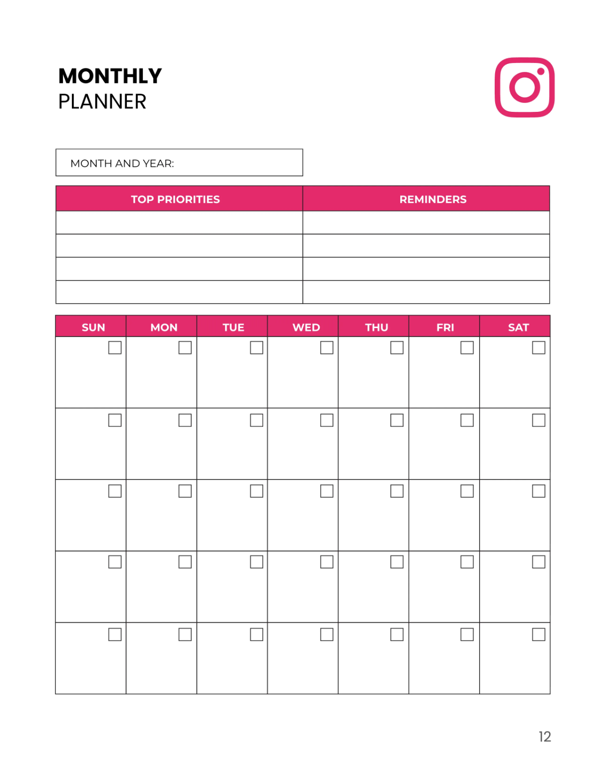 Free Instagram Story Planner Template to Edit Online