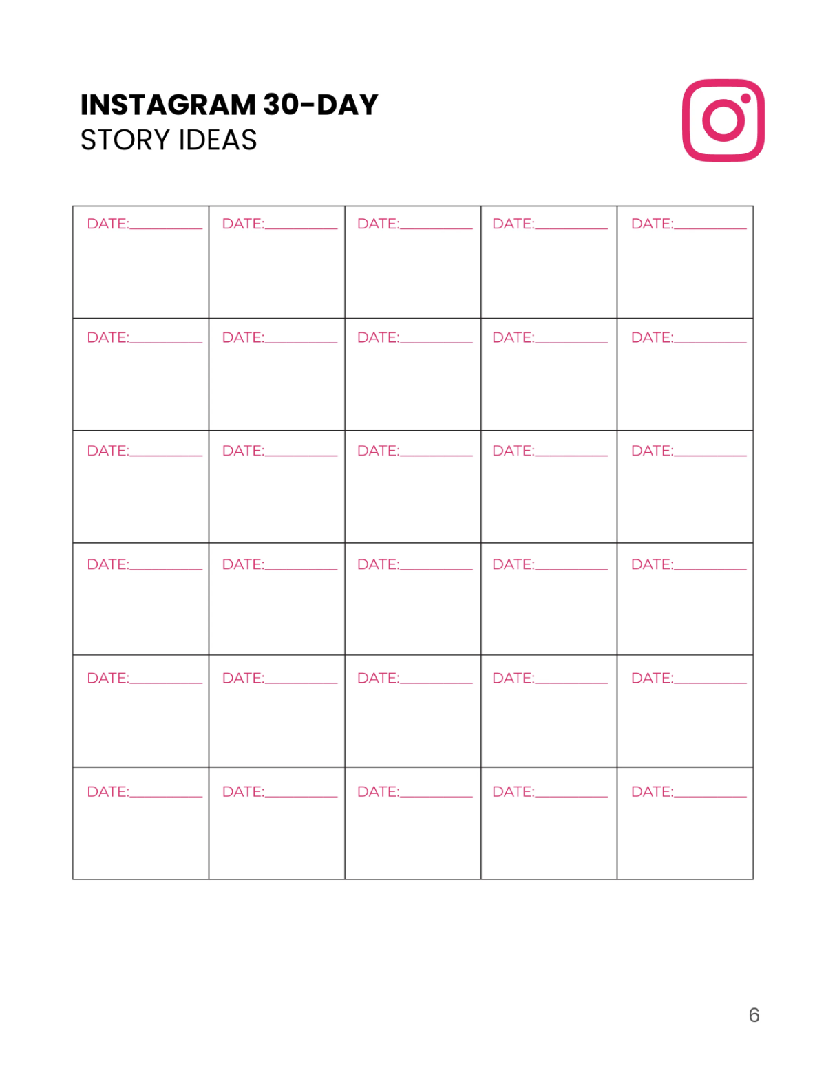 Free Instagram Story Planner Template to Edit Online