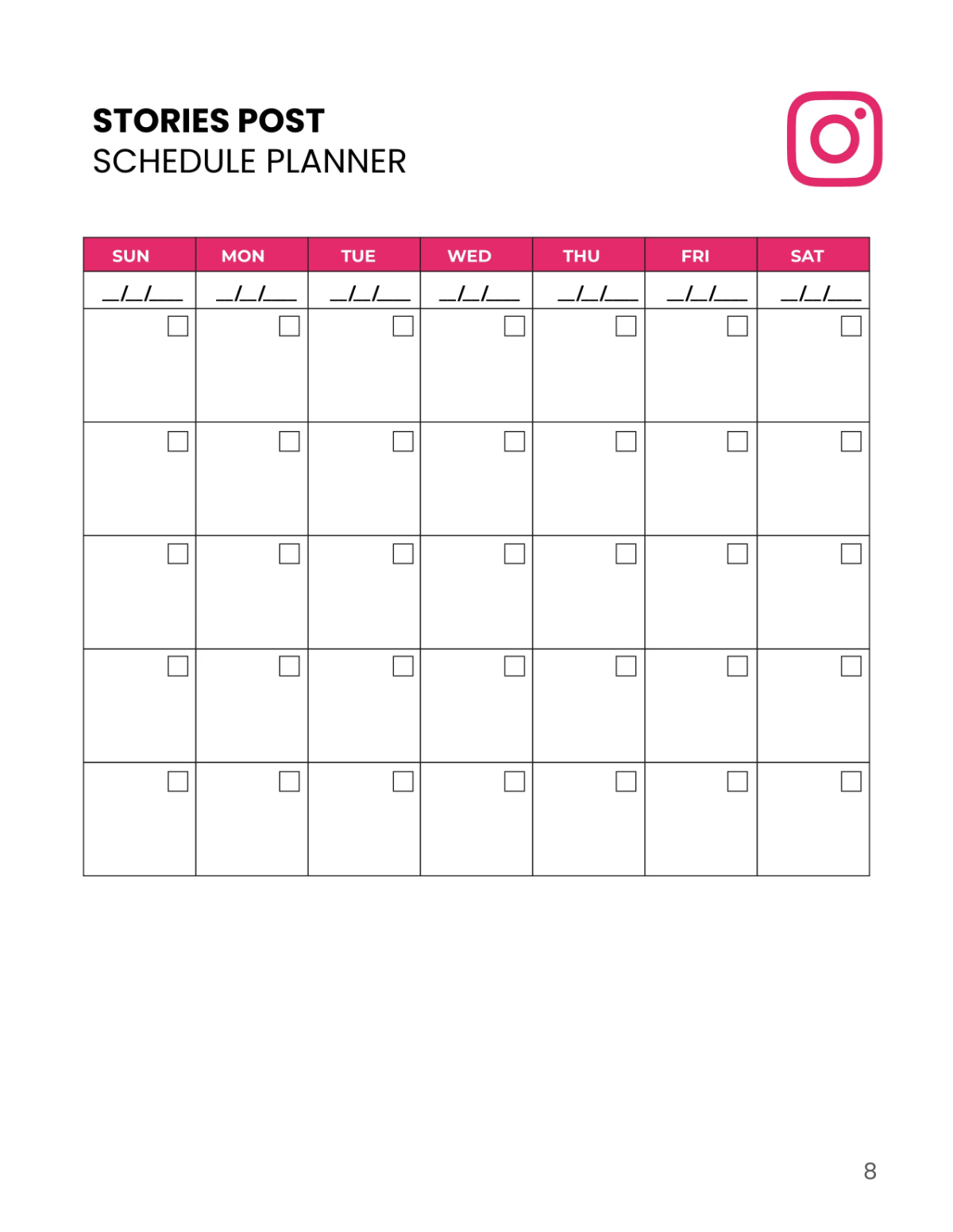 Free Instagram Story Planner Template to Edit Online