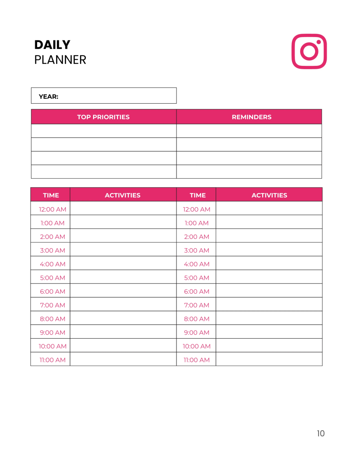 Free Instagram Story Planner Template to Edit Online