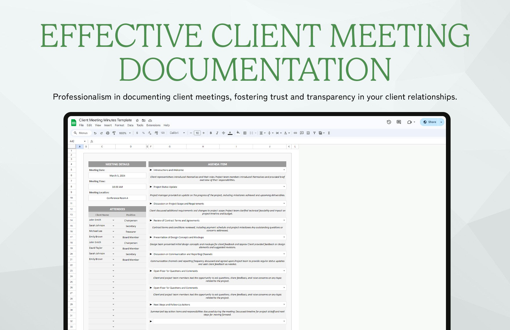 Client Meeting Minutes Template