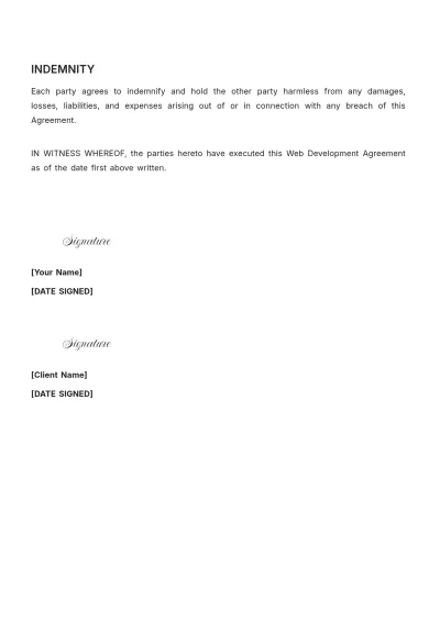 Free Freelance Web Developer Contract Template to Edit Online