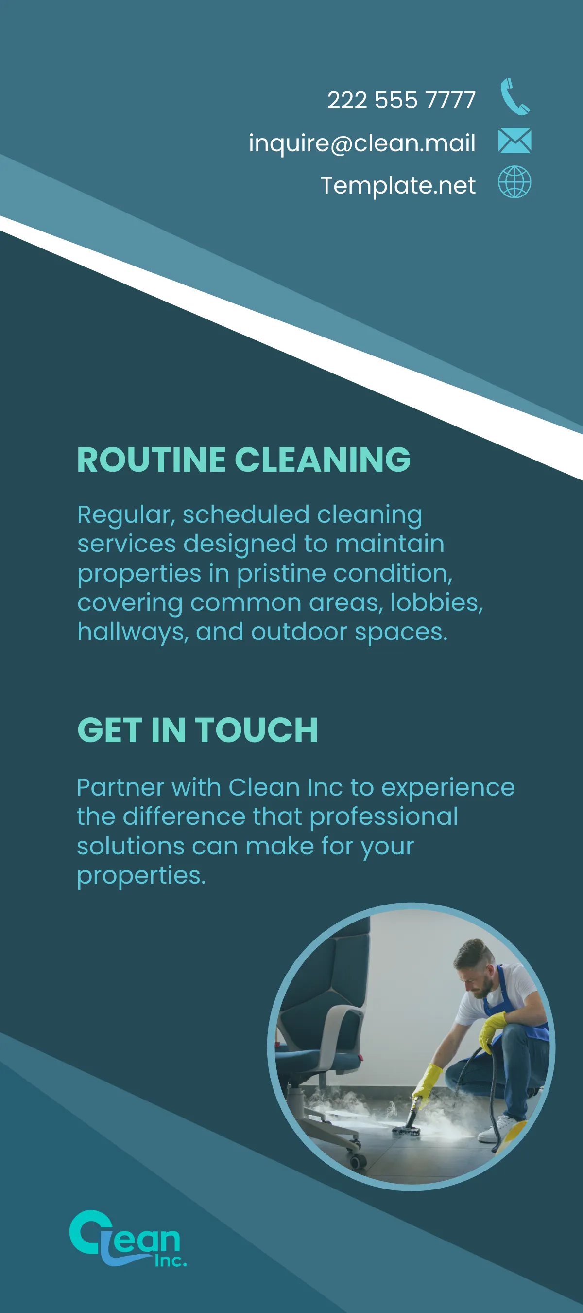 Free Property Management Cleaning Solutions Rack Card Template to Edit Online