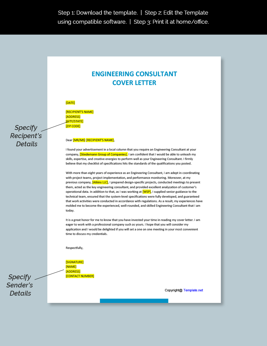 Engineering Consultant Cover Letter Template