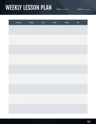 Free Teacher Weekly Planner Template to Edit Online