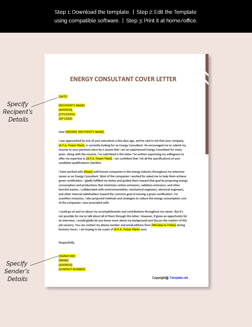 Energy Consultant Cover Letter Template
