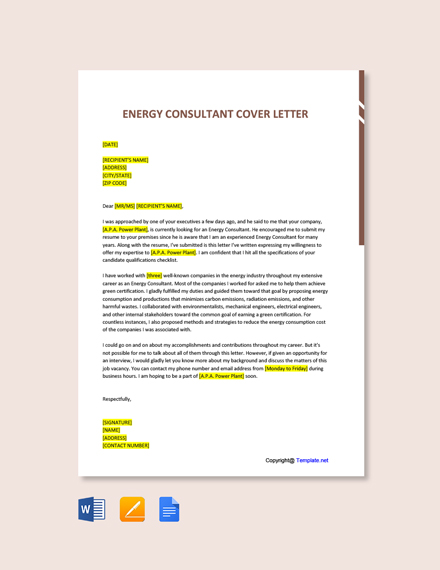 Energy Consultant Cover Letter 