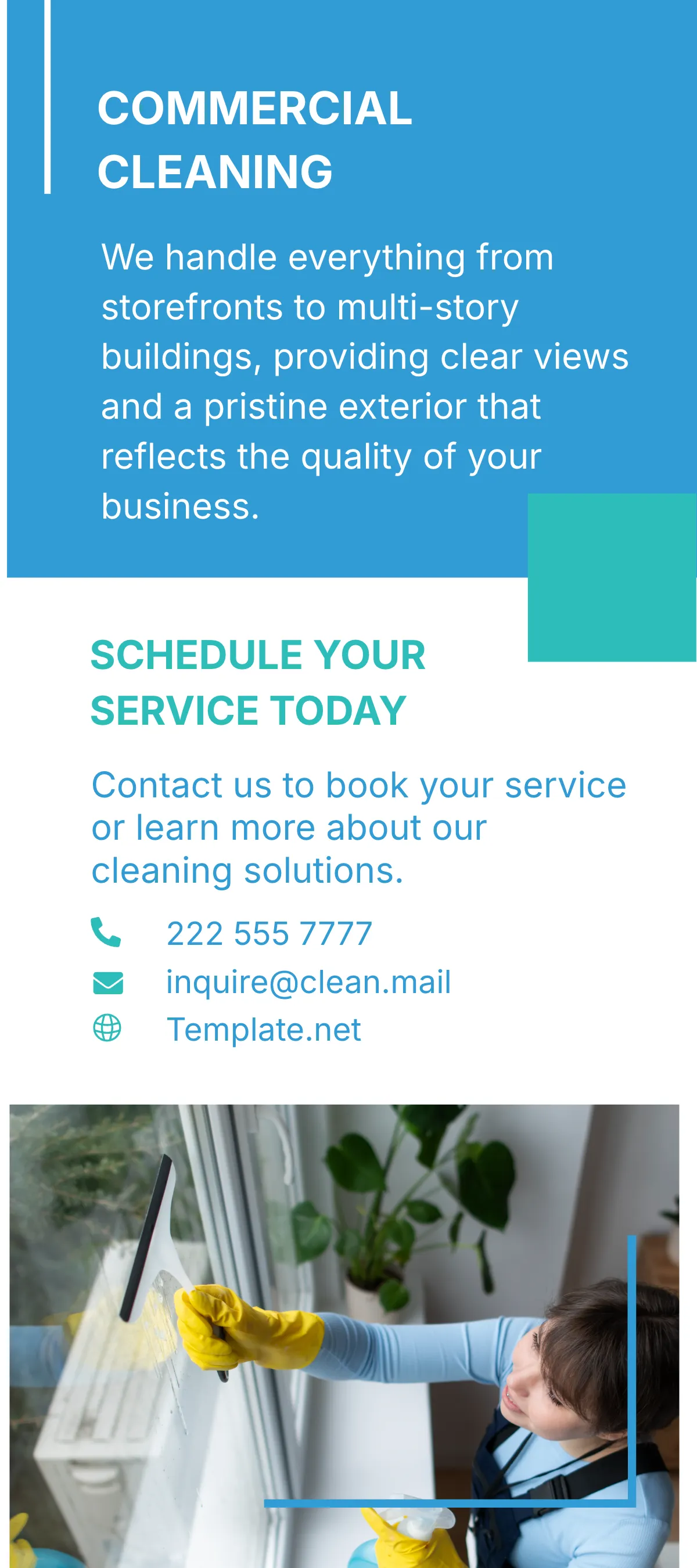 Free Window Cleaning Services Rack Card Template to Edit Online