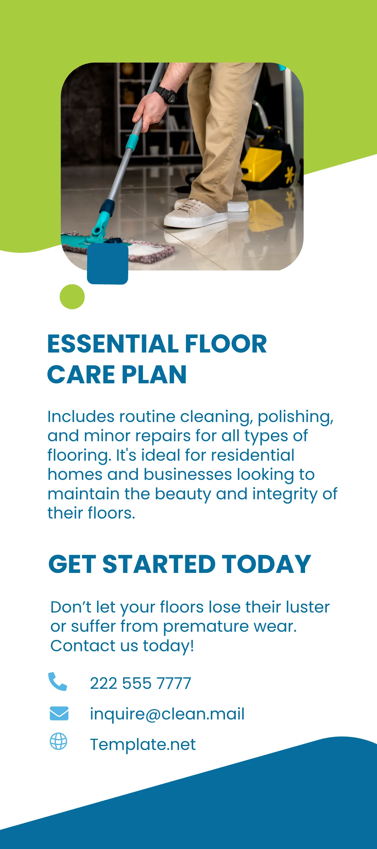 Free Floor Care Maintenance Plans Rack Card Template to Edit Online