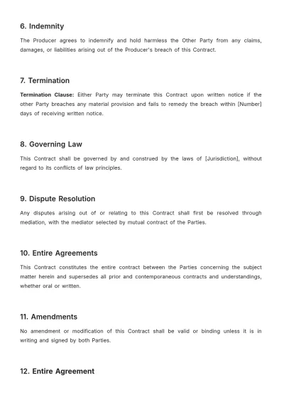 Free Film Contract Template to Edit Online