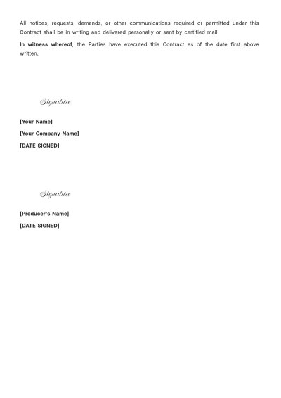 Free Film Contract Template to Edit Online