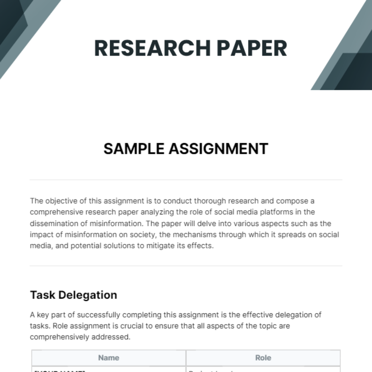 Sample Assignment Template