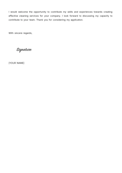 Free Cleaning Services Project Manager Cover Letter Template to Edit Online