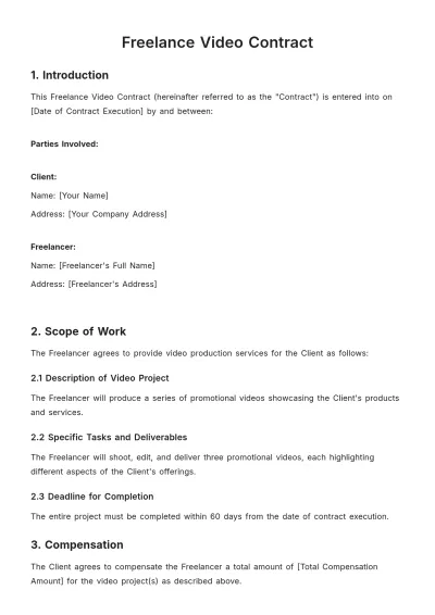 Free Freelance Video Contract Template to Edit Online