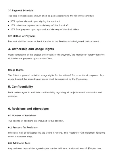 Free Freelance Video Contract Template to Edit Online