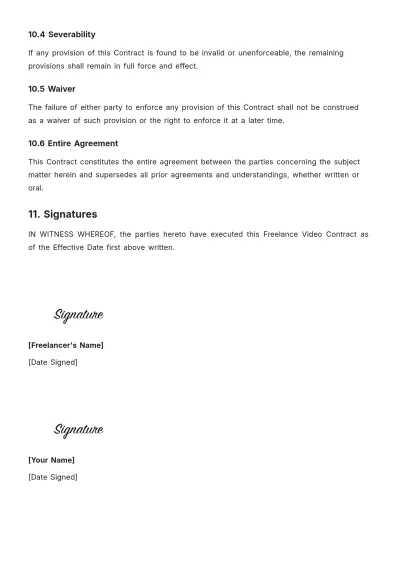 Free Freelance Video Contract Template to Edit Online