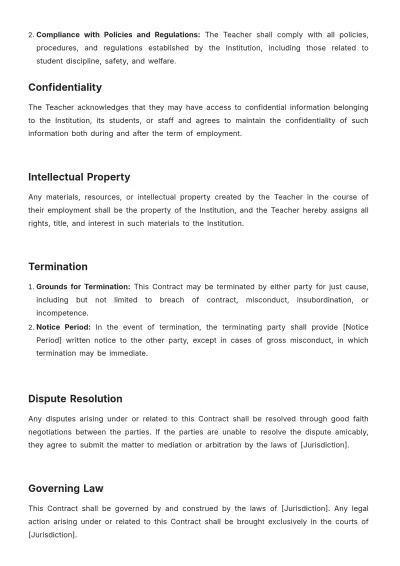 Free Teacher Contract Template to Edit Online