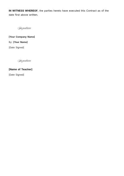 Free Teacher Contract Template to Edit Online
