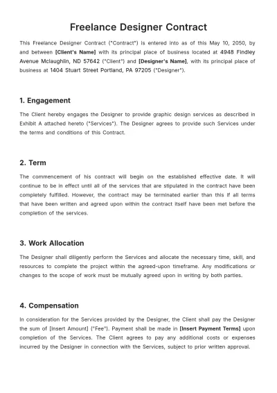 Free Freelance Designer Contract Template to Edit Online