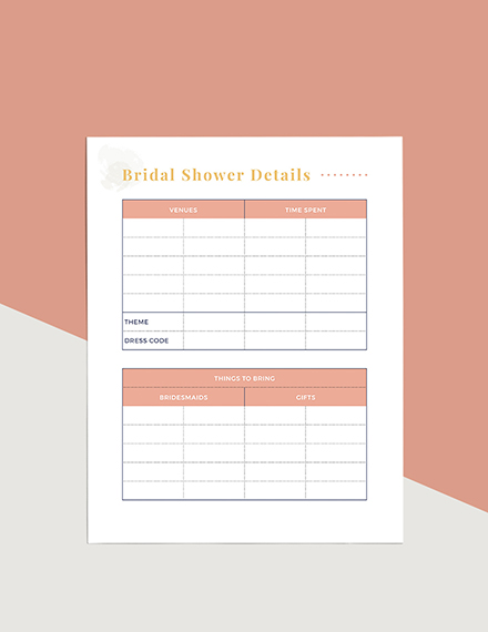 Bridal Shower Party Planner Editable