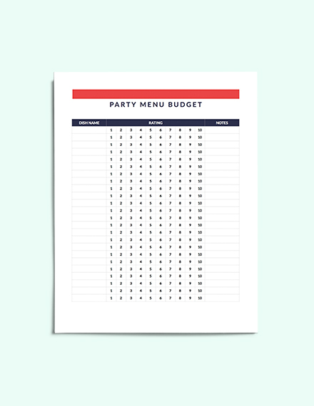 Free Party Menu Planner Template to Edit Online