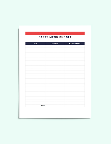 Free Party Menu Planner Template to Edit Online