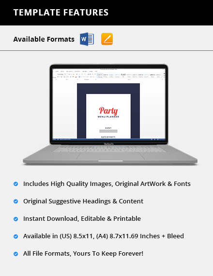 Free Party Menu Planner Template to Edit Online