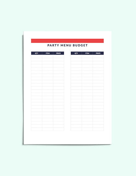Free Party Menu Planner Template to Edit Online