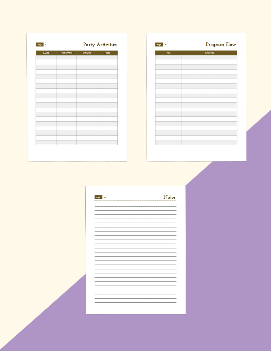 Classroom Party Planner Template
