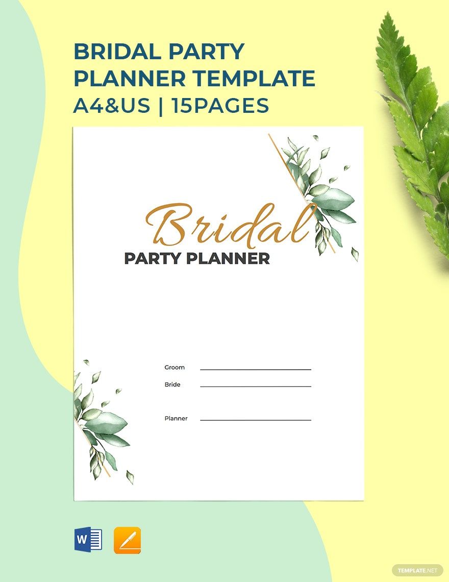 Bridal Party Planner Template in Word, PDF, Apple Pages