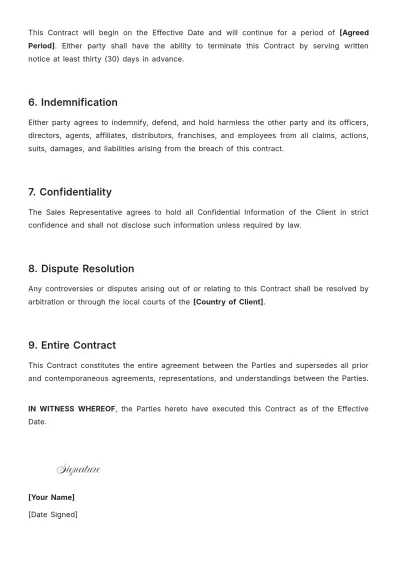 Free Freelance Sales Representative Contract Template to Edit Online