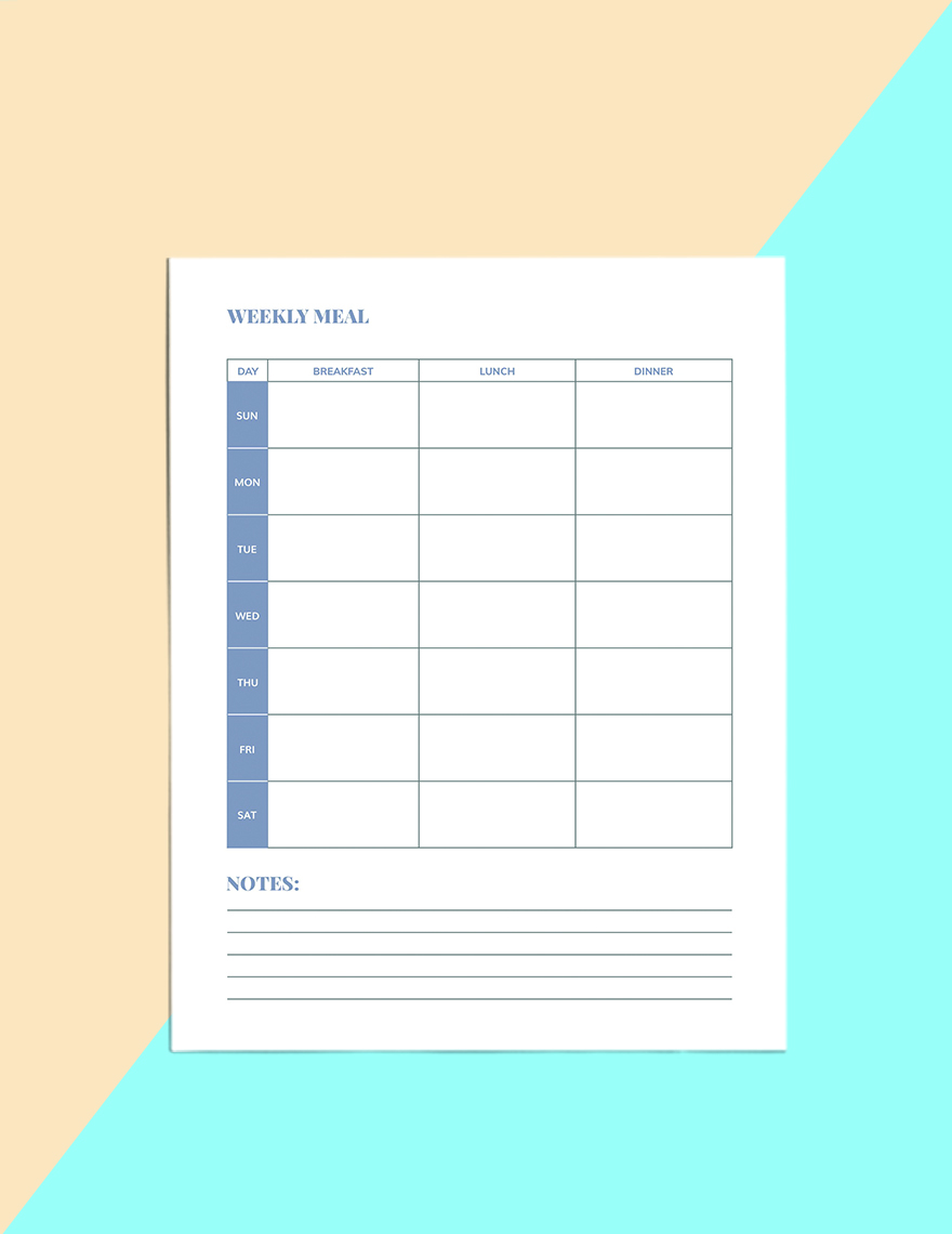 Family Meal Planner Template