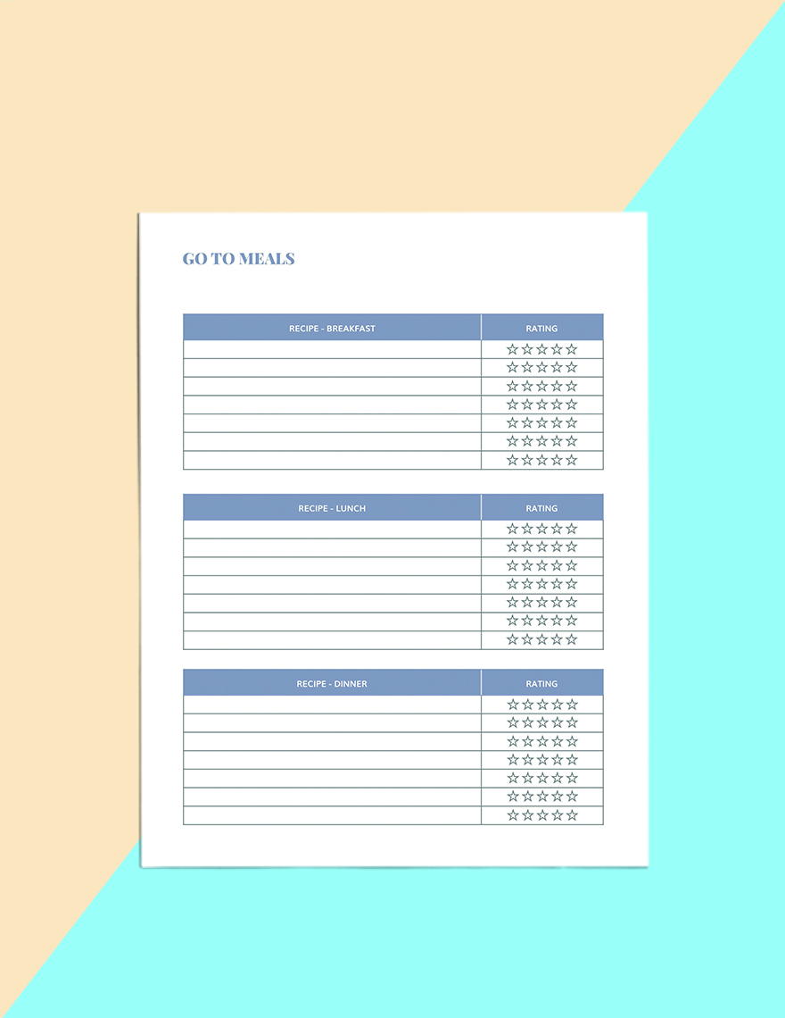 Family Meal Planner Template
