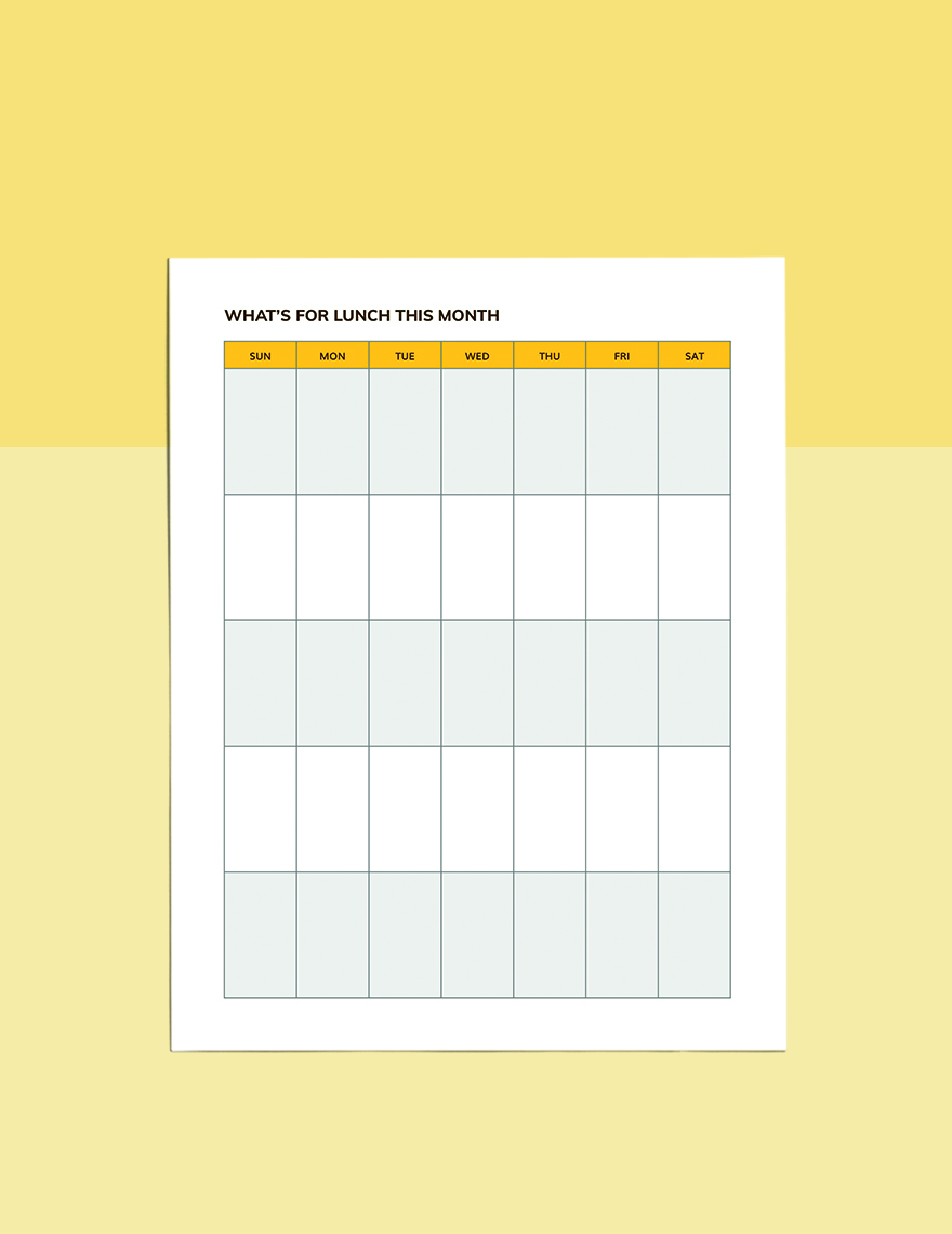Lunch meal planner Template Editable