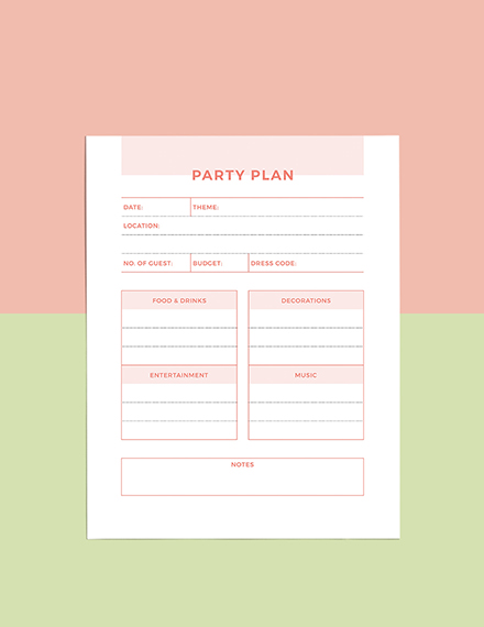 Free Editable Party Planner Template - Word, Apple Pages | Template.net