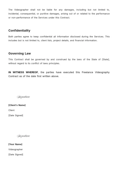 Free Freelance Videography Contract Template to Edit Online