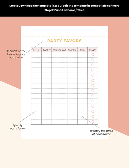Printable Party Planner Example