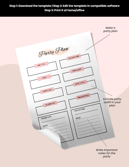 Blank Party Planner Format