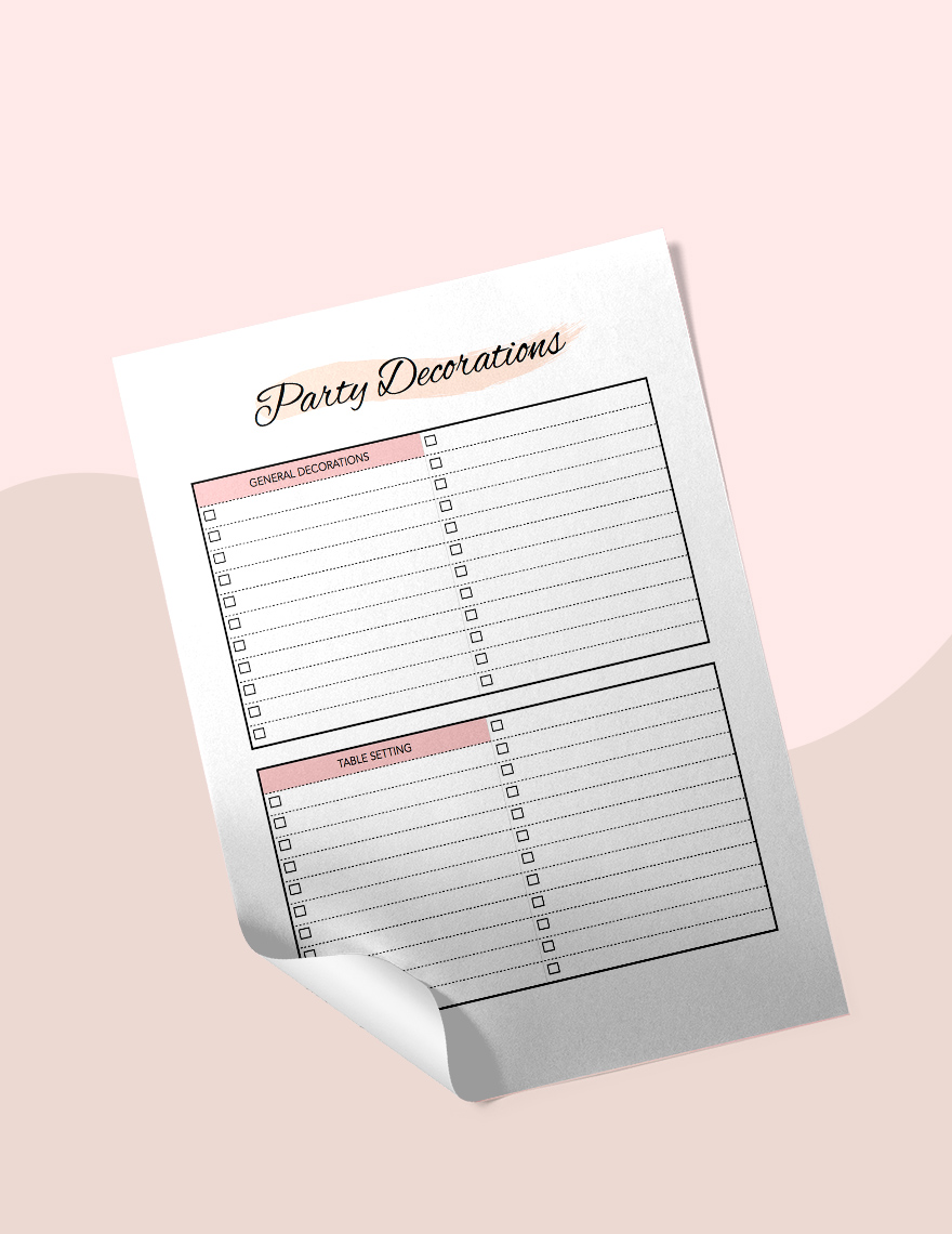 Blank Party Planner Template