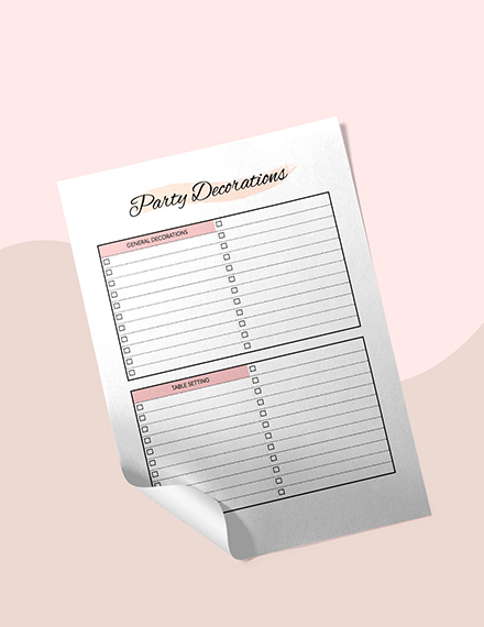 Blank Party Planner Printable