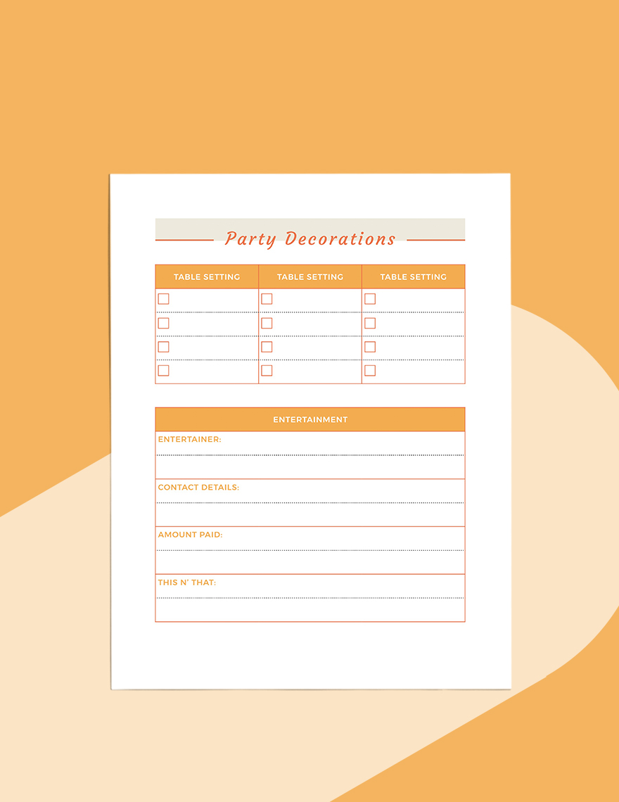 Simple Party Planner Template