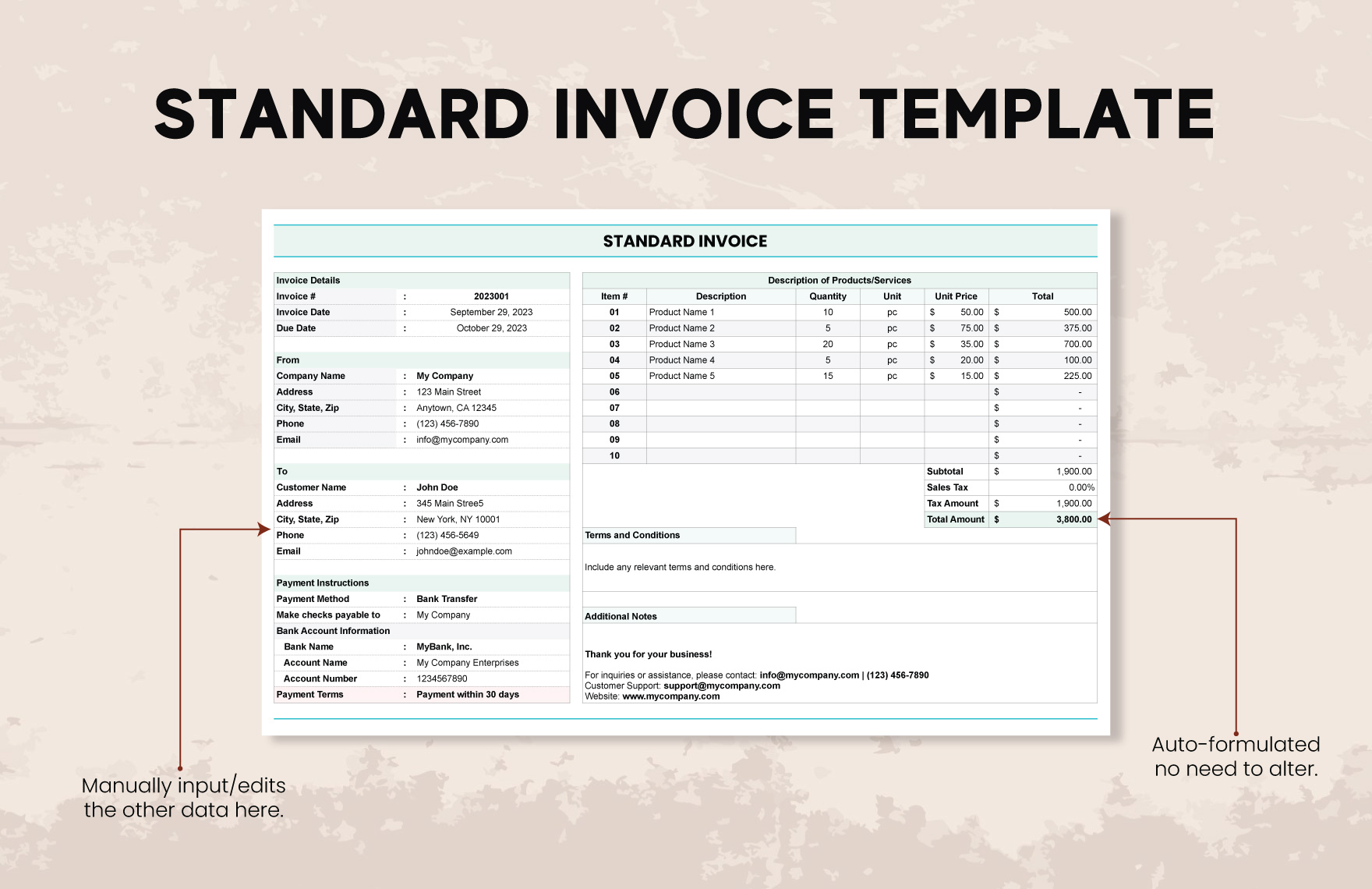 Standard Invoice Template