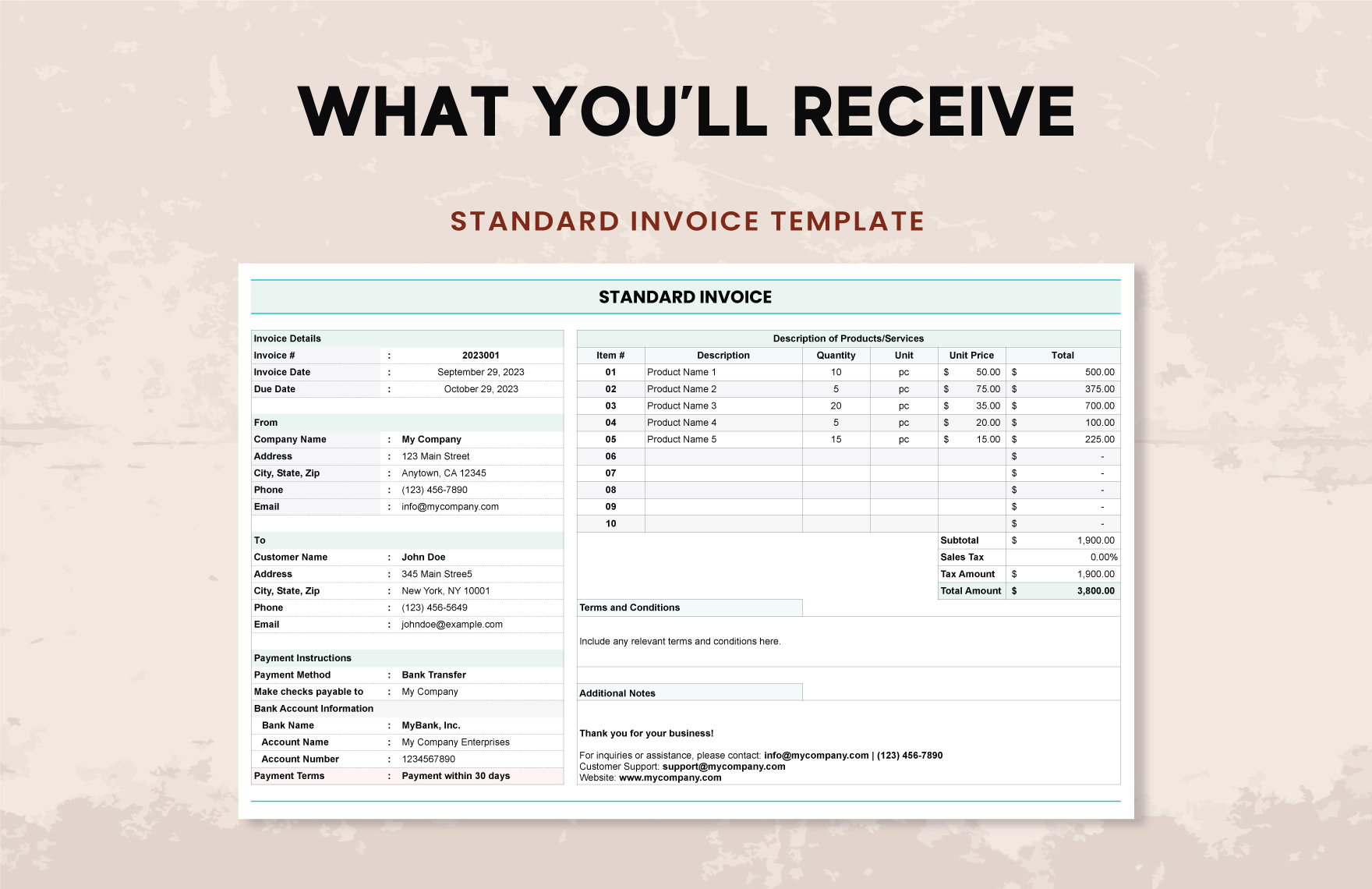 Standard Invoice Template