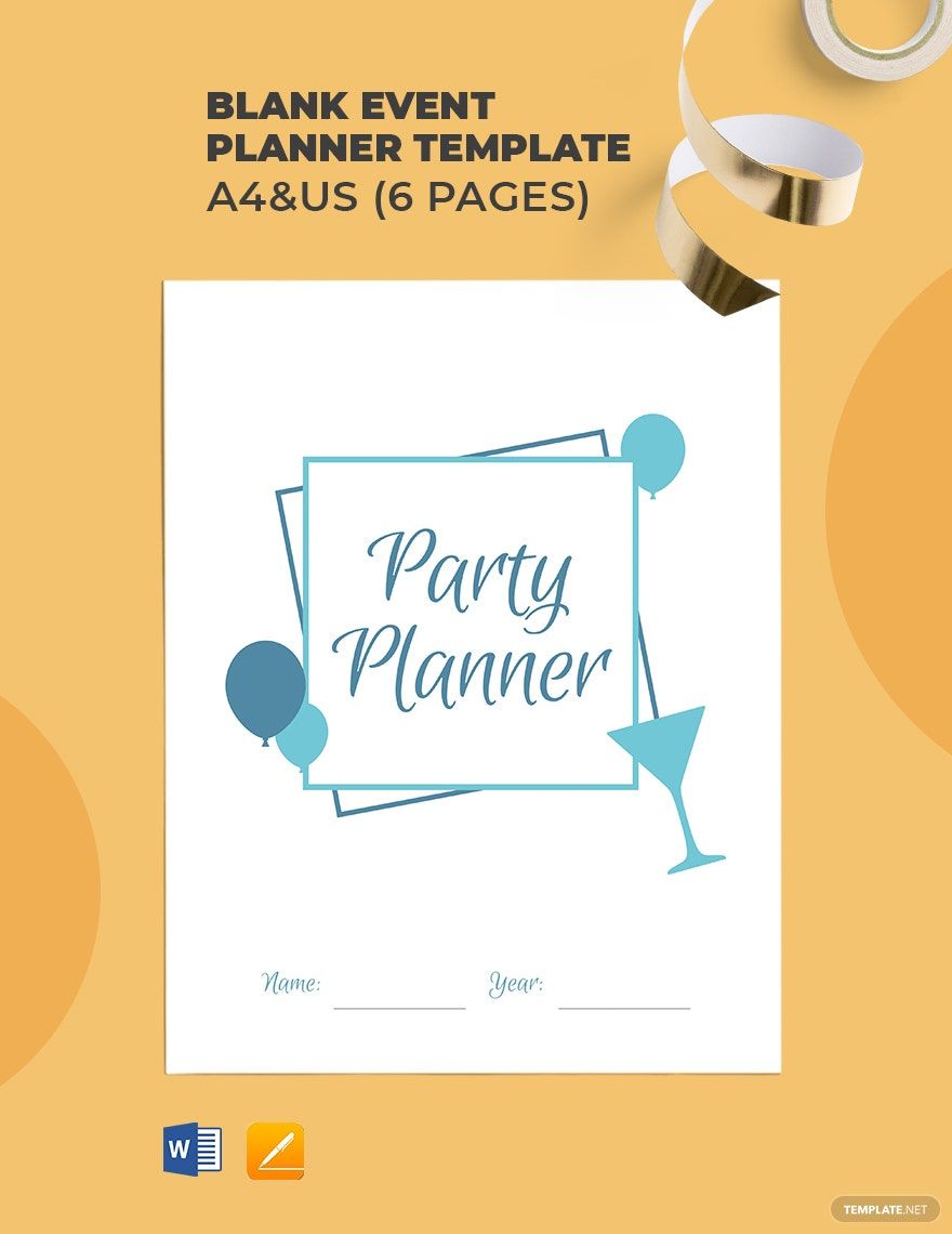 Blank Event Planner Template in Word, Pages, PDF - Download | Template.net