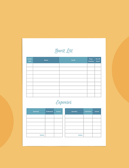 Blank Event Planner template Download