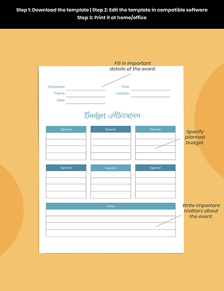 Blank Event Planner template Editable