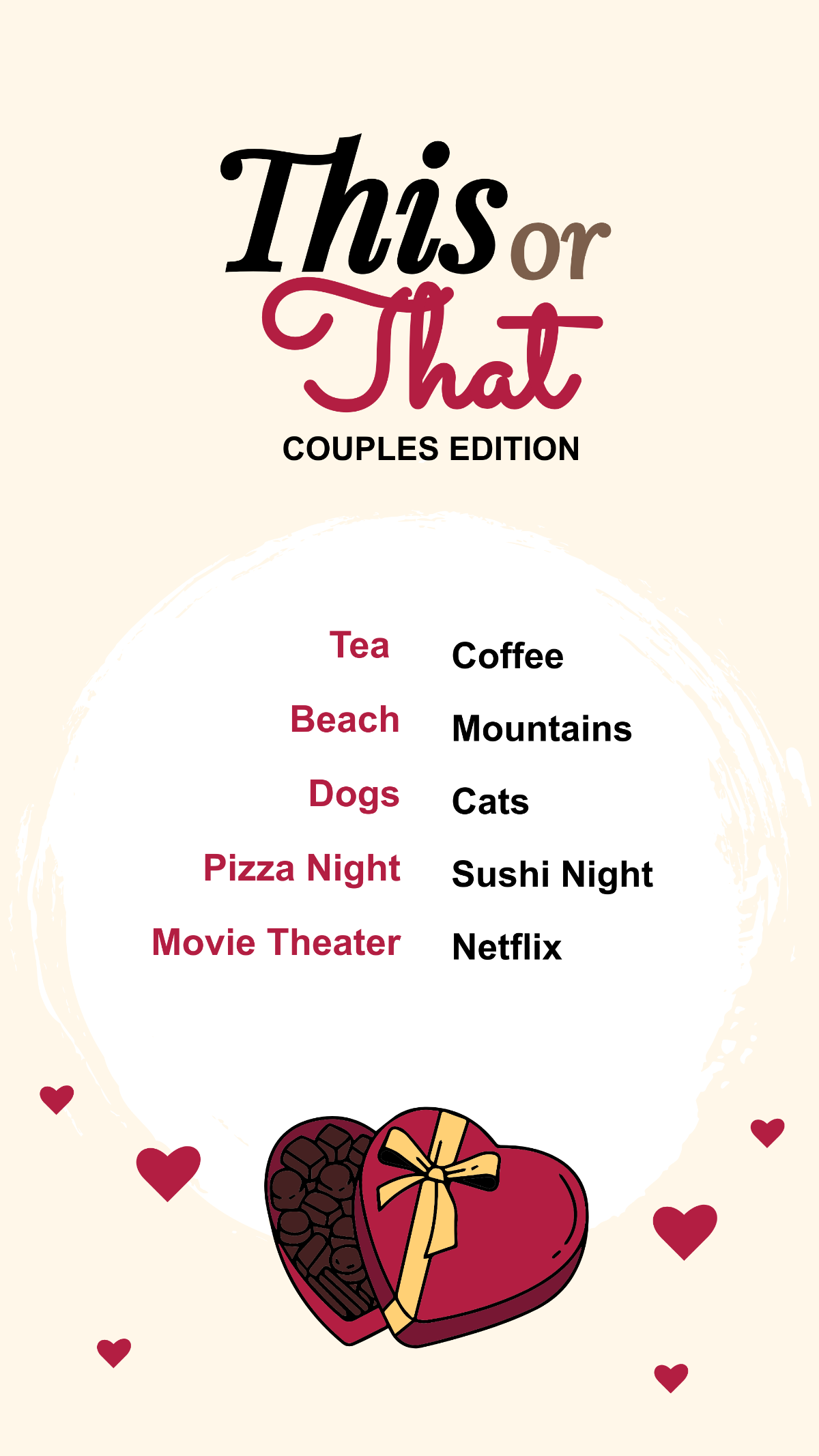 This or That  For Couples Template