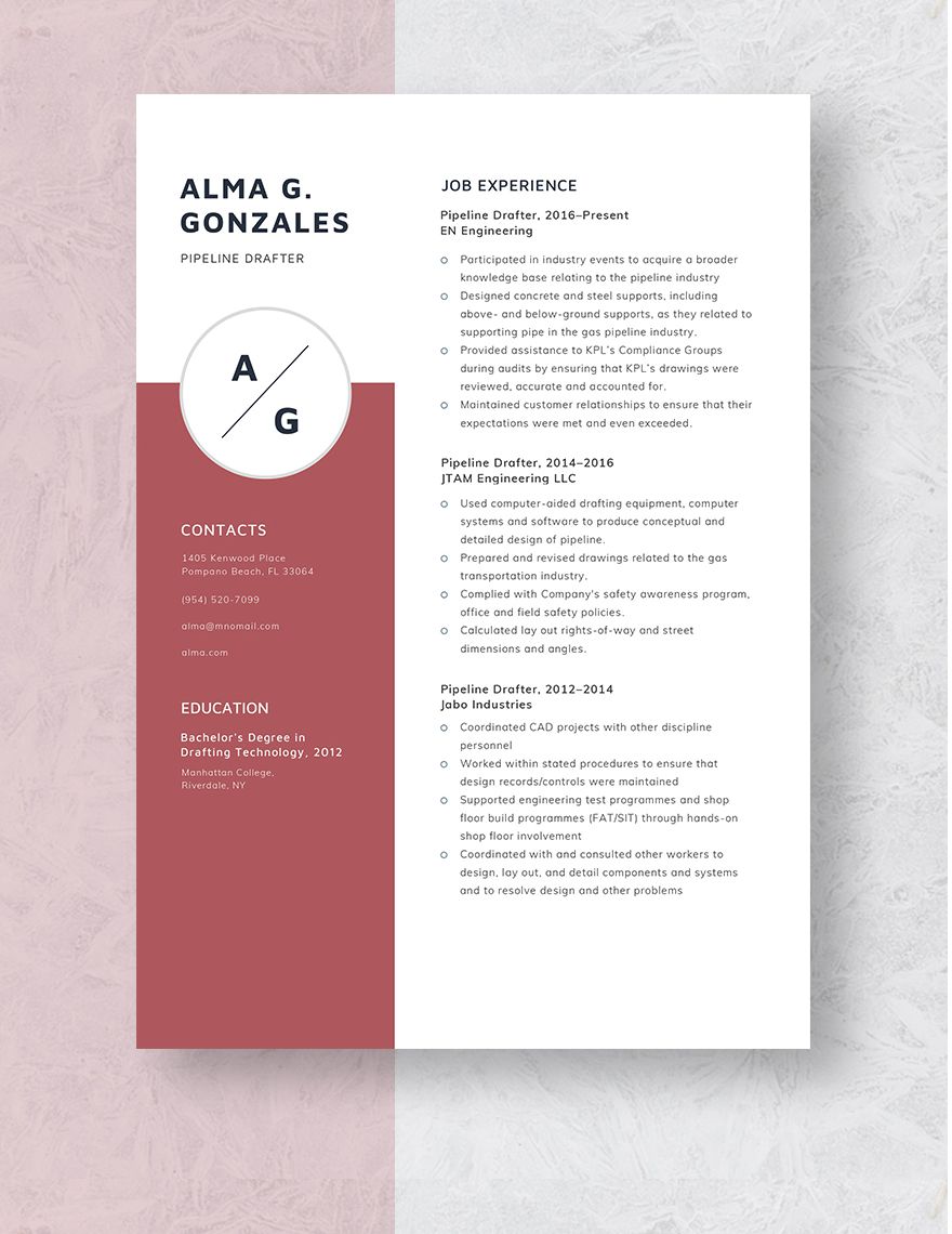 Pipeline Drafter Resume